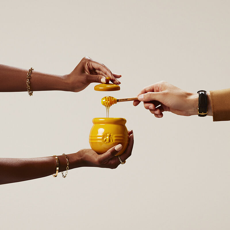 Stoneware Honey Pot with Silicone Honey Dipper | Le Creuset